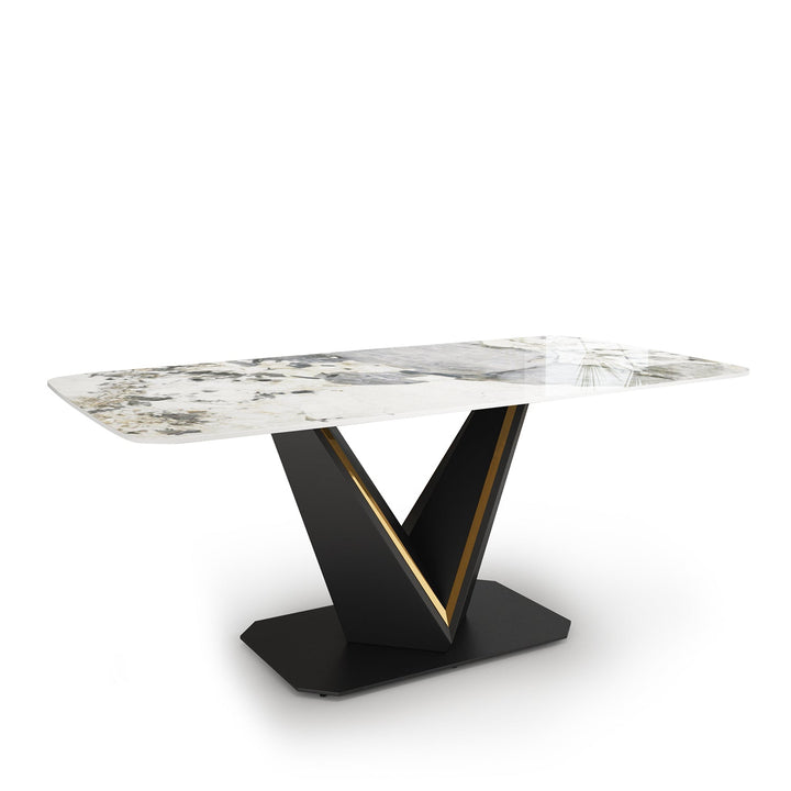 Modern sintered stone dining table edwin layered structure.