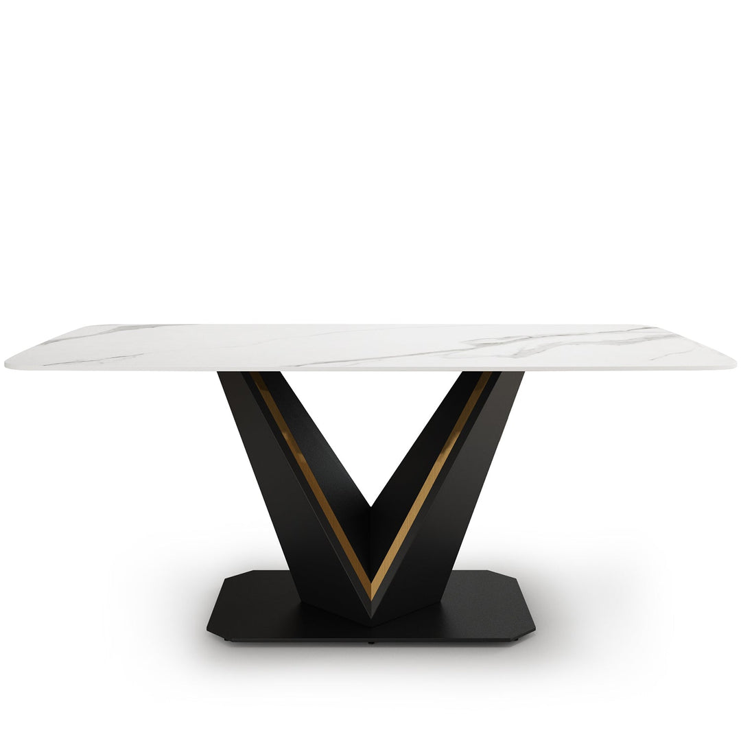 Modern sintered stone dining table edwin in white background.