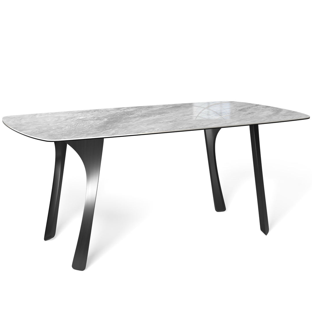 Modern sintered stone dining table fly grey layered structure.