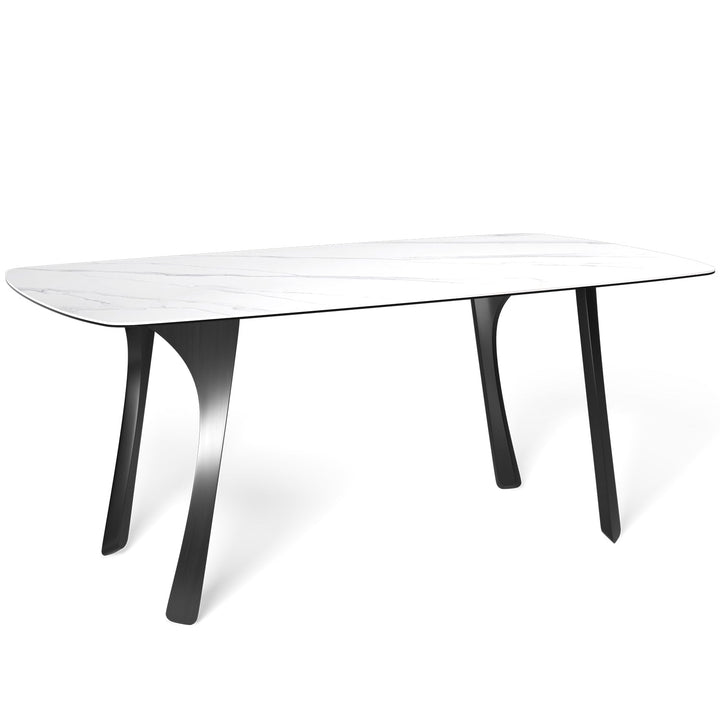 Modern sintered stone dining table fly grey in still life.