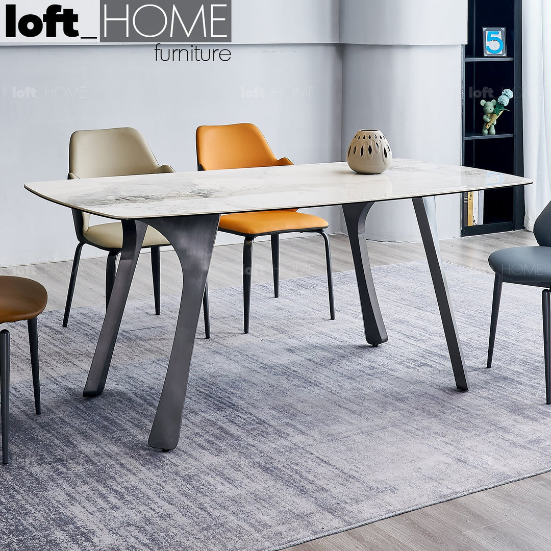 Modern sintered stone dining table fly grey primary product view.
