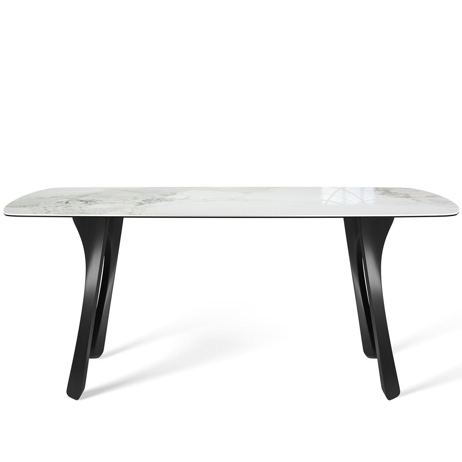 Modern sintered stone dining table fly grey in white background.