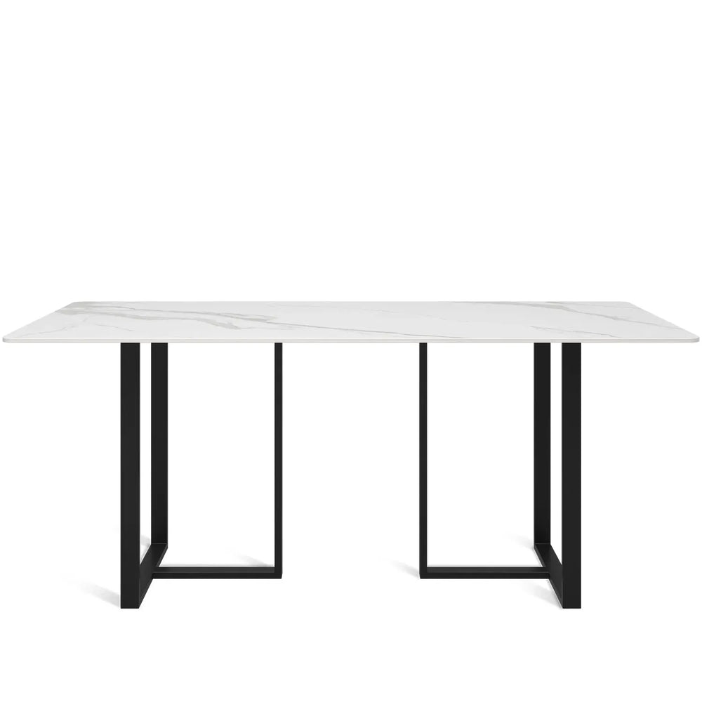 Modern sintered stone dining table gemini in white background.