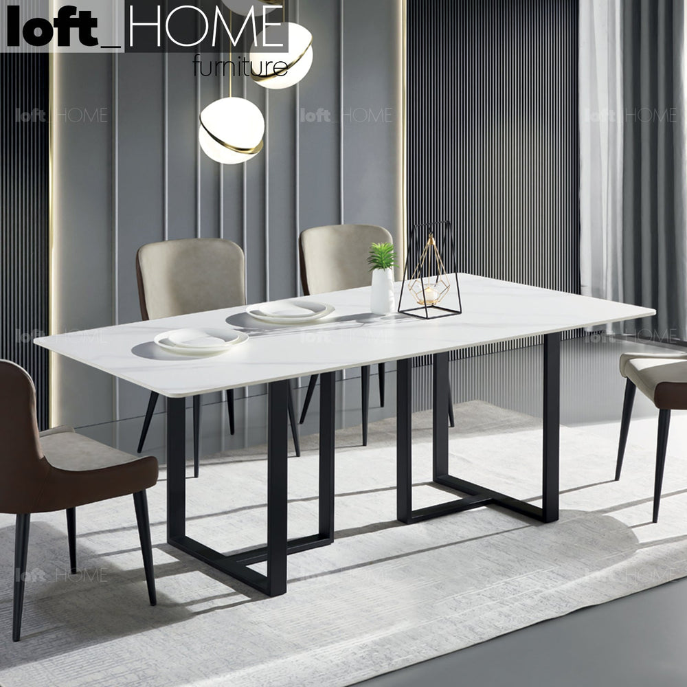 Modern sintered stone dining table gemini primary product view.