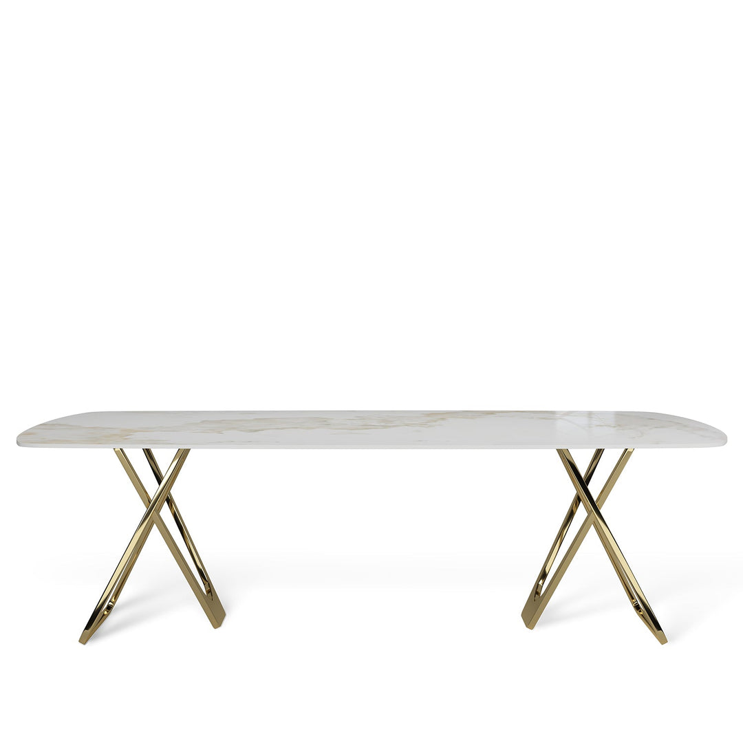 Modern sintered stone dining table groot in white background.