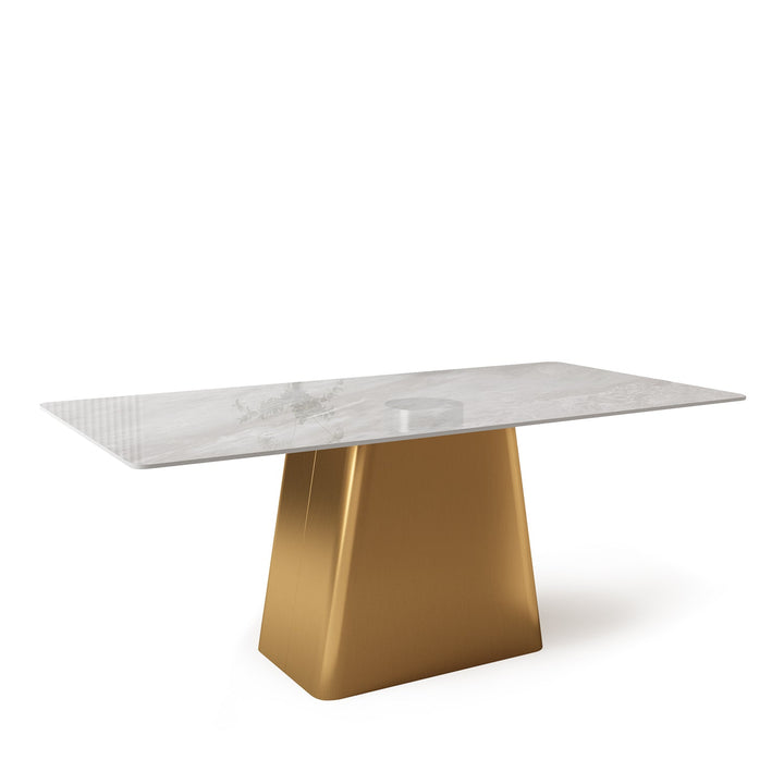 Modern sintered stone dining table haku gold situational feels.