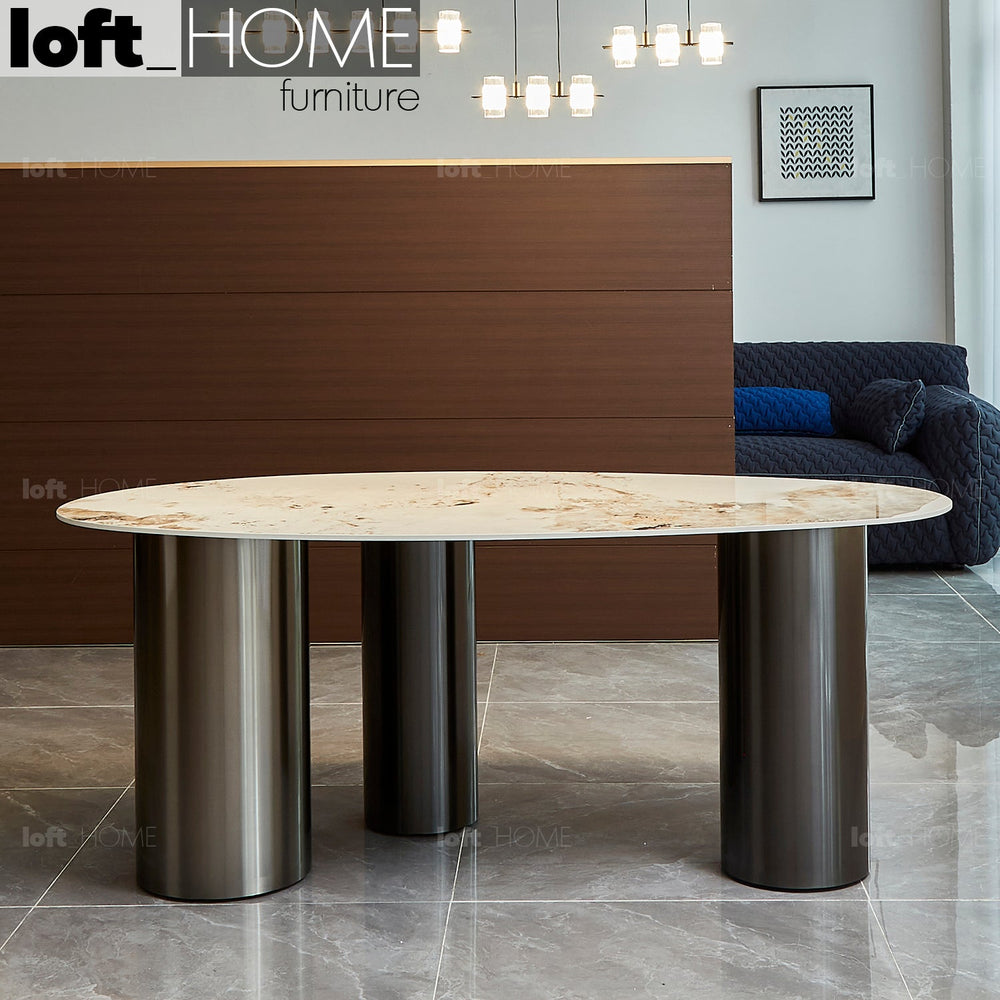 Modern sintered stone dining table lagos dark grey primary product view.