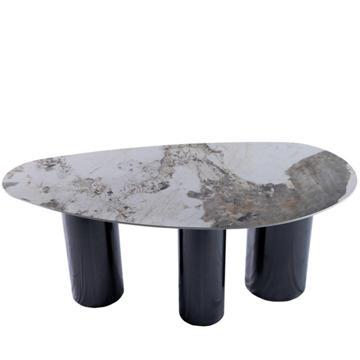 Modern sintered stone dining table lagos dark grey in close up details.