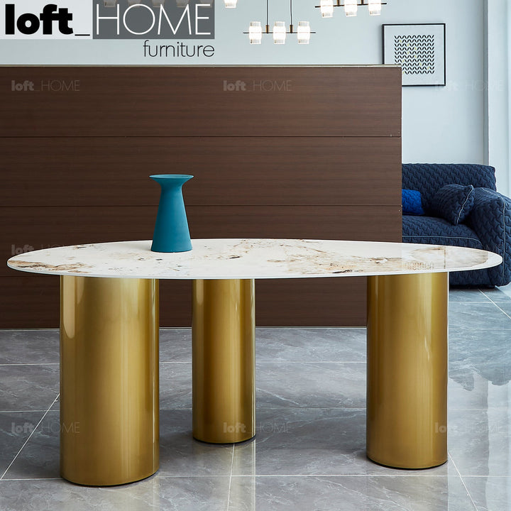 Modern sintered stone dining table lagos gold primary product view.