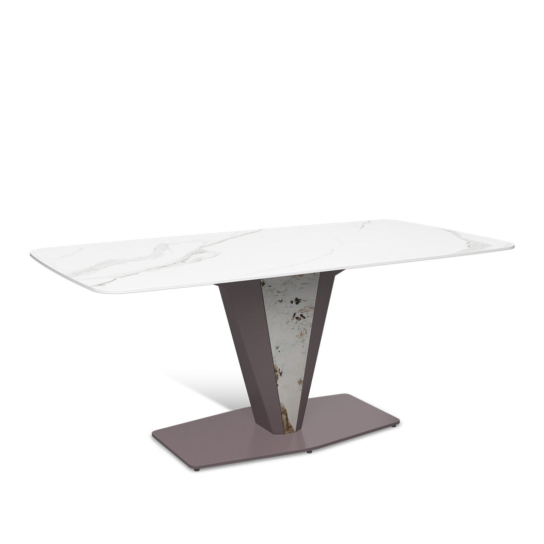 Modern sintered stone dining table liberality in panoramic view.