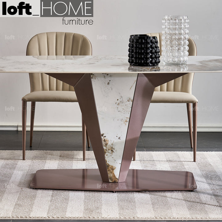 Modern sintered stone dining table liberality in details.