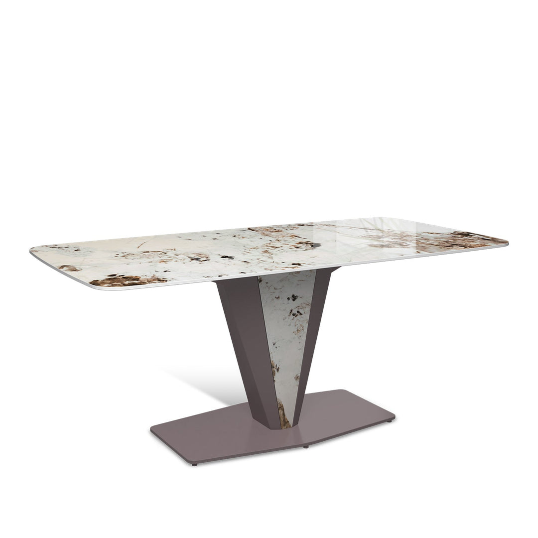 Modern sintered stone dining table liberality layered structure.