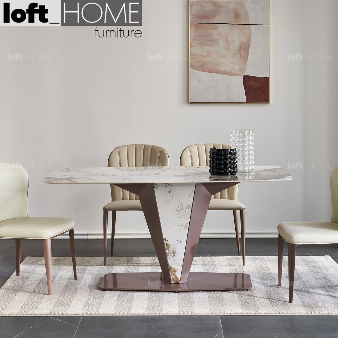 Modern sintered stone dining table liberality with context.