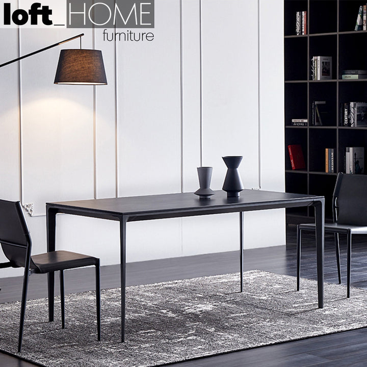 Modern sintered stone dining table long island black primary product view.