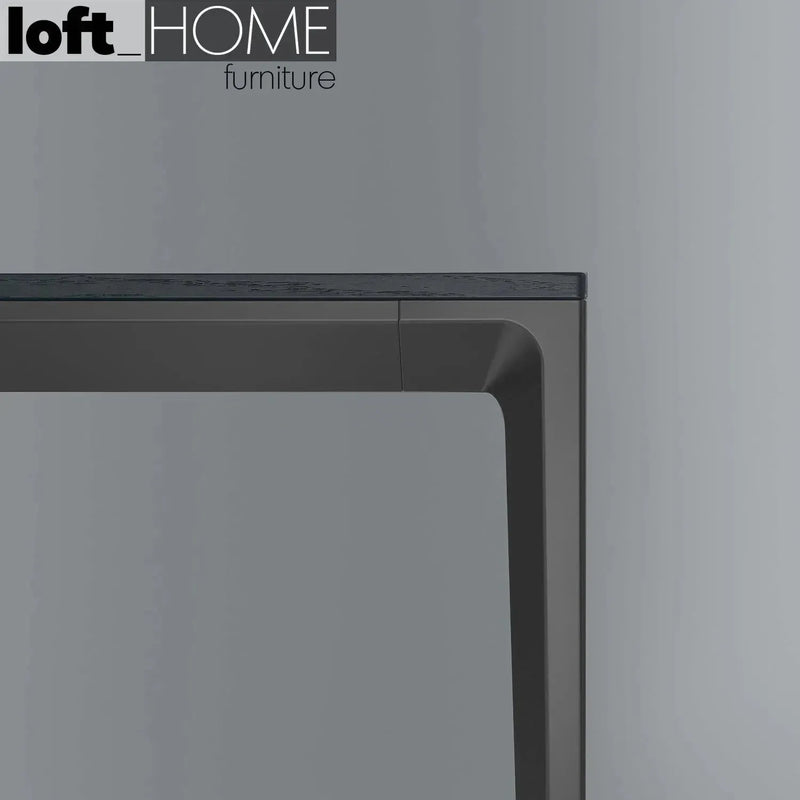 Minimalist sintered stone dining table long island grey in real life style.