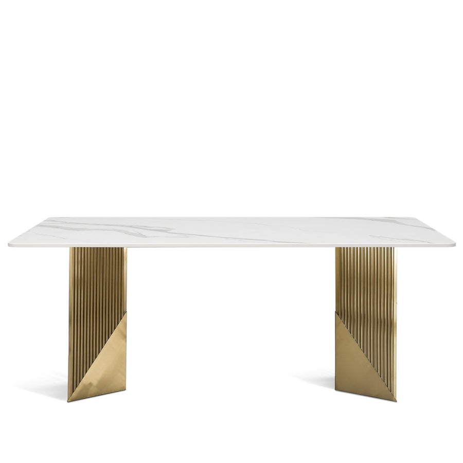 Modern sintered stone dining table luxor in white background.