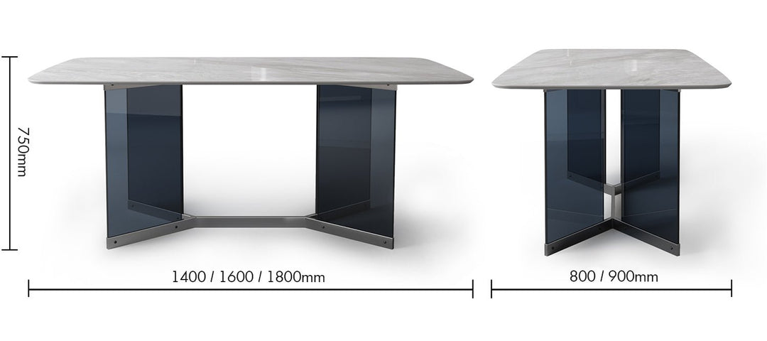 Modern sintered stone dining table marius size charts.