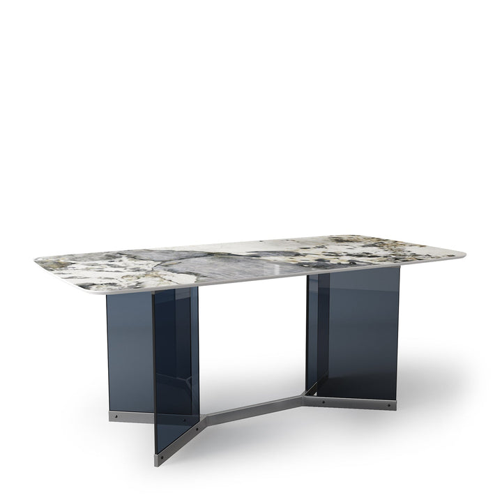 Modern sintered stone dining table marius layered structure.