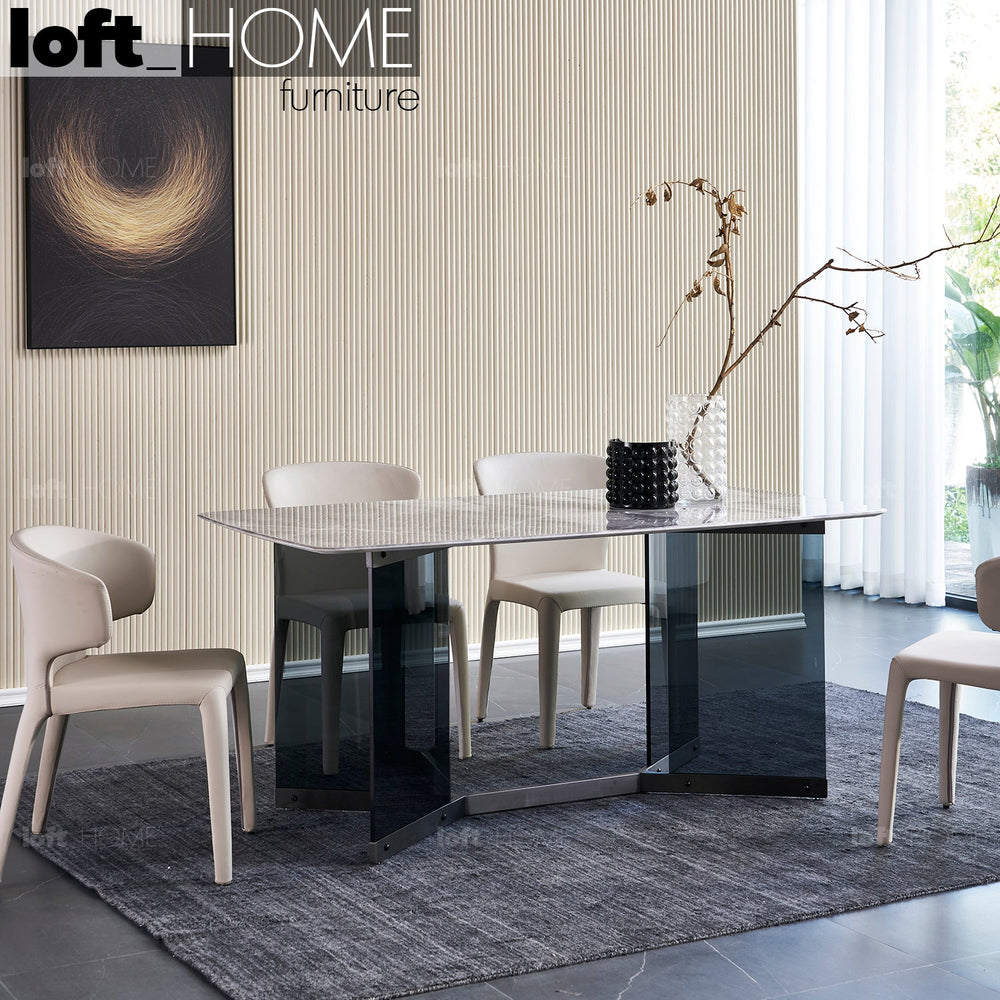 Modern sintered stone dining table marius primary product view.