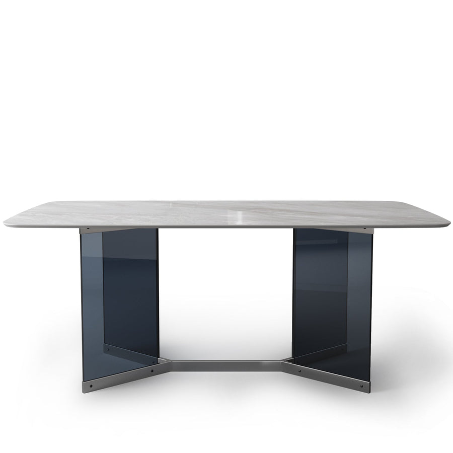 Modern sintered stone dining table marius in white background.