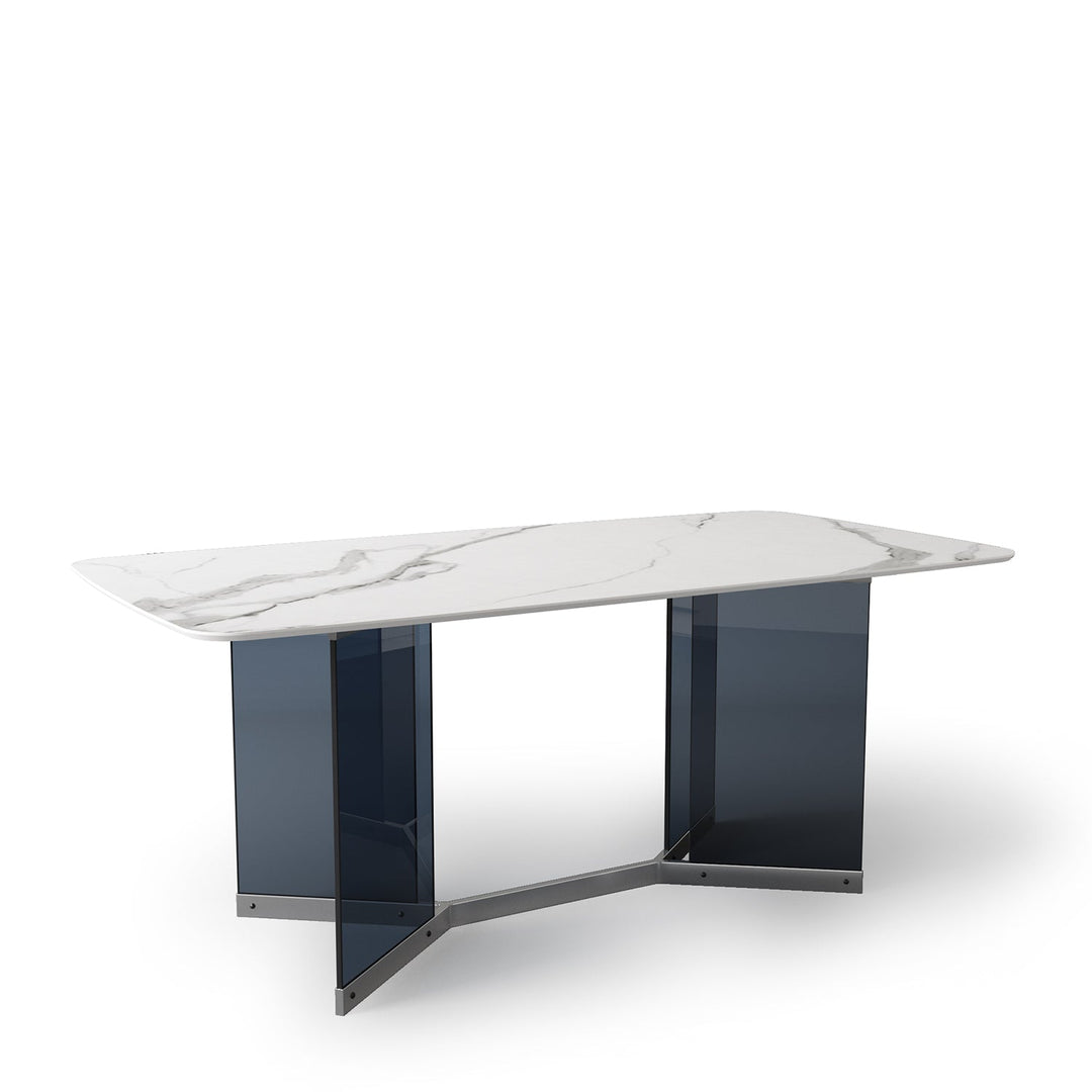 Modern sintered stone dining table marius in panoramic view.