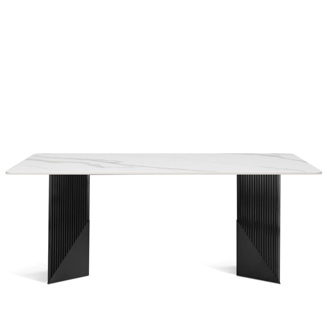 Modern sintered stone dining table obsidian in white background.