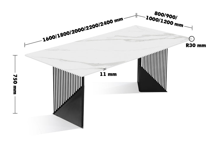 Modern sintered stone dining table obsidian size charts.