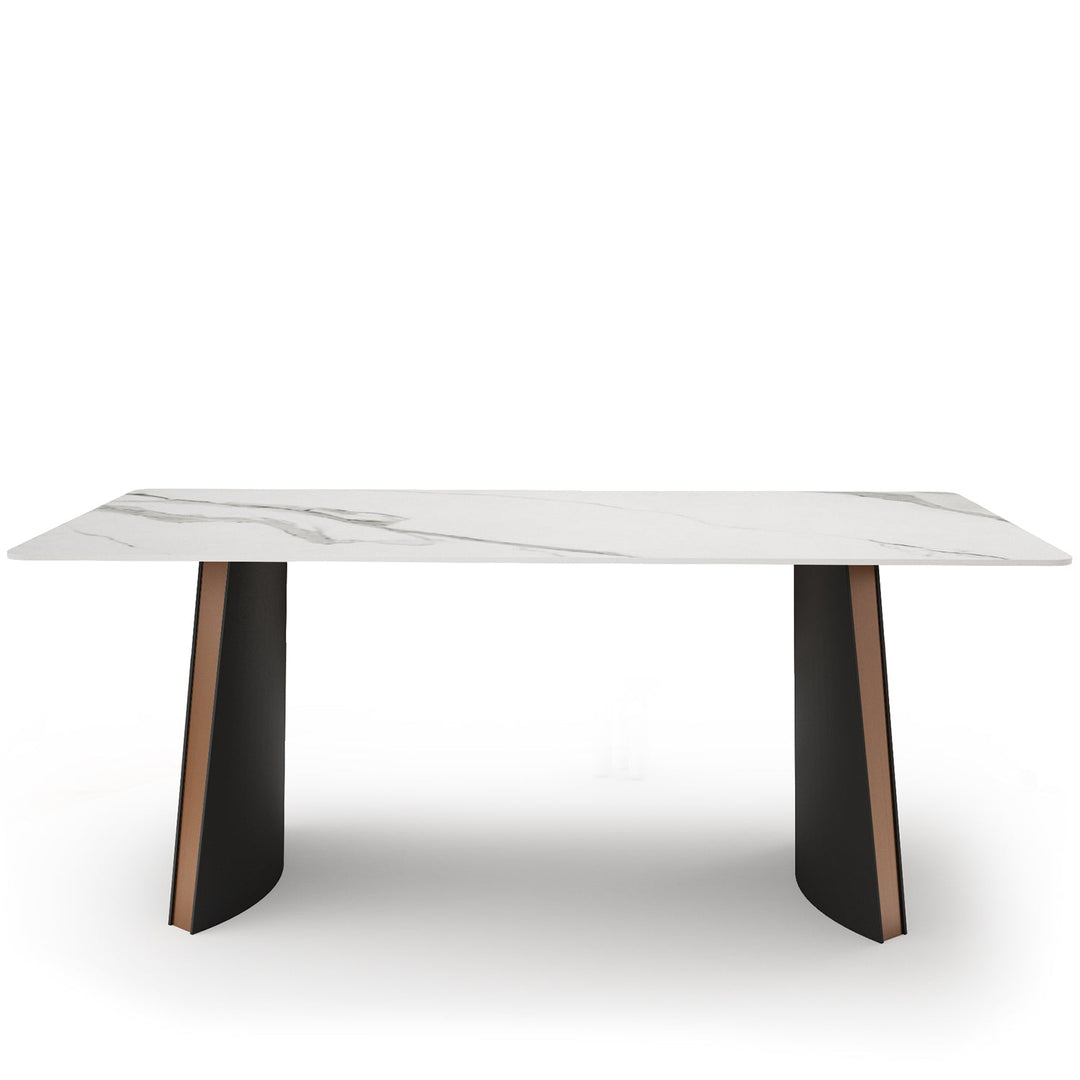 Modern sintered stone dining table sawyer in white background.