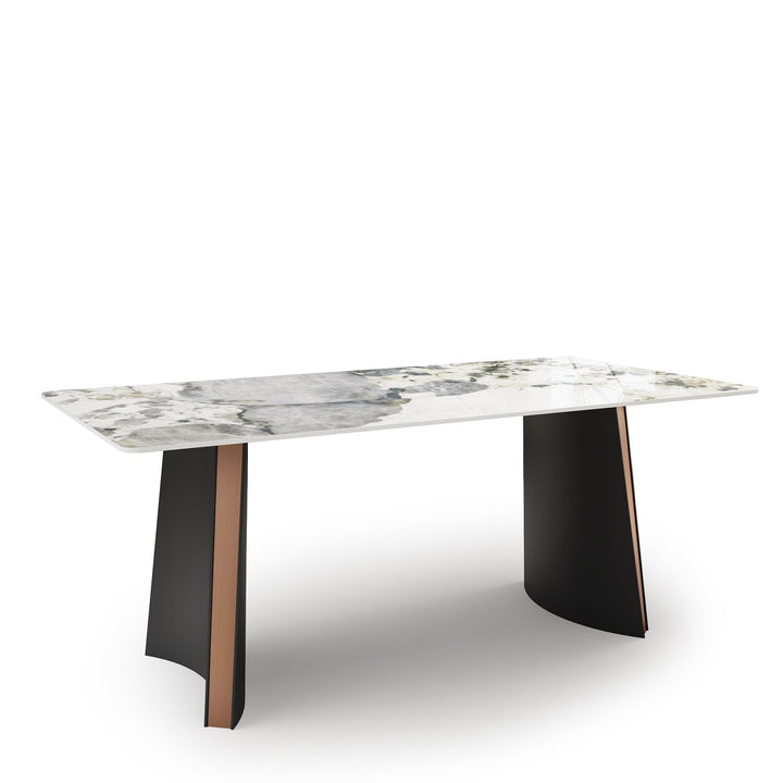 Modern sintered stone dining table sawyer layered structure.