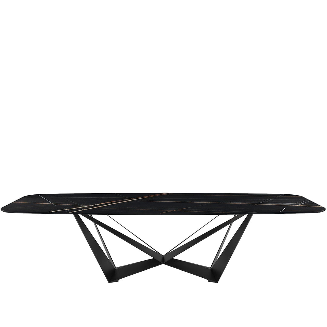 Modern sintered stone dining table skorpio black pro in white background.