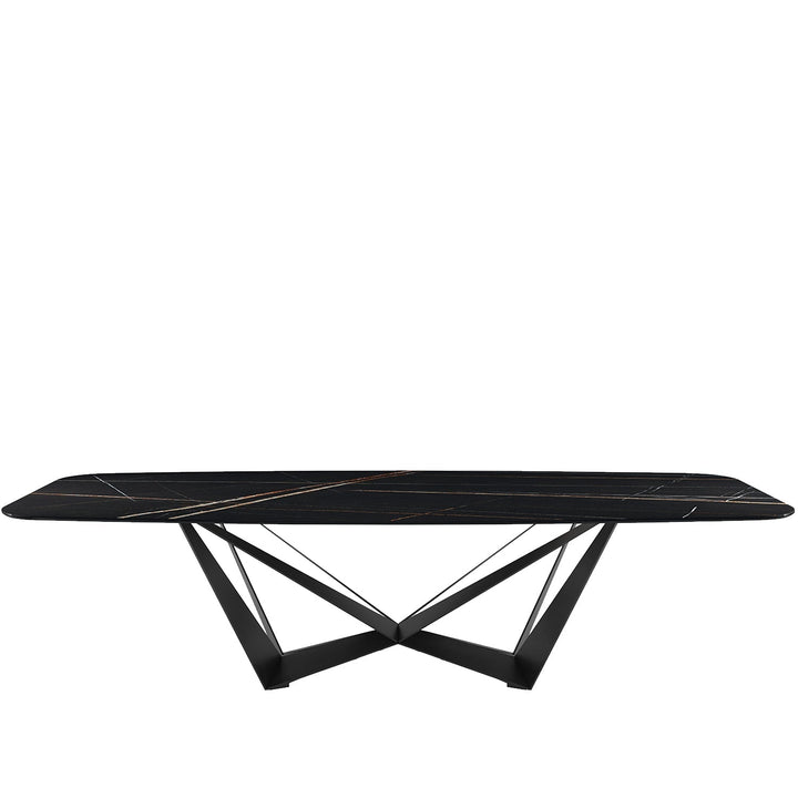 Modern sintered stone dining table skorpio black pro in white background.