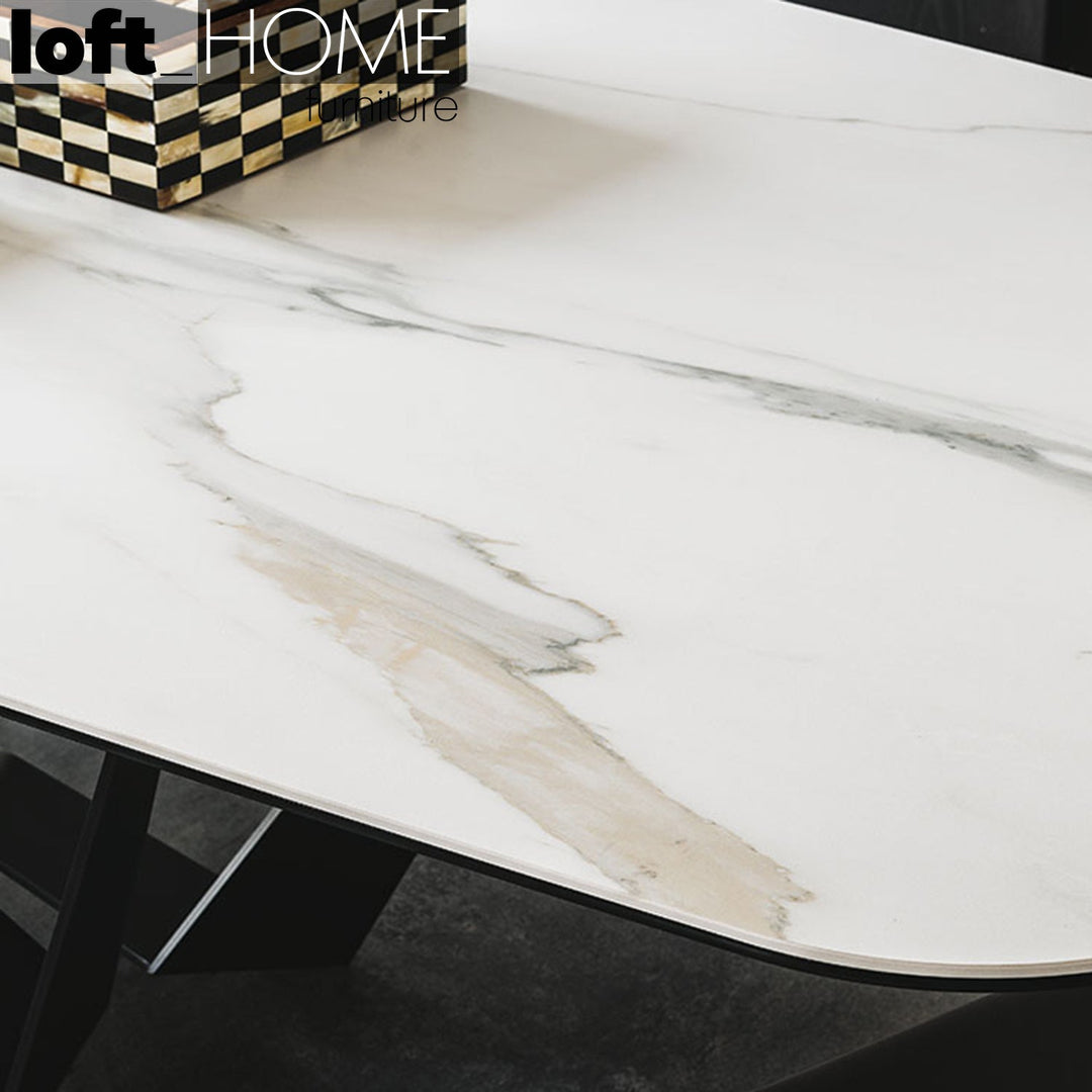Modern sintered stone dining table skorpio black pro with context.