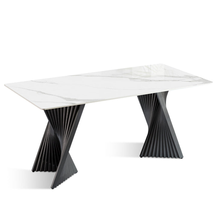 Modern sintered stone dining table spiral conceptual design.