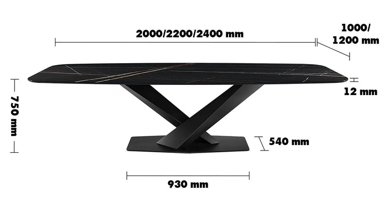 Modern sintered stone dining table stratos black pro size charts.