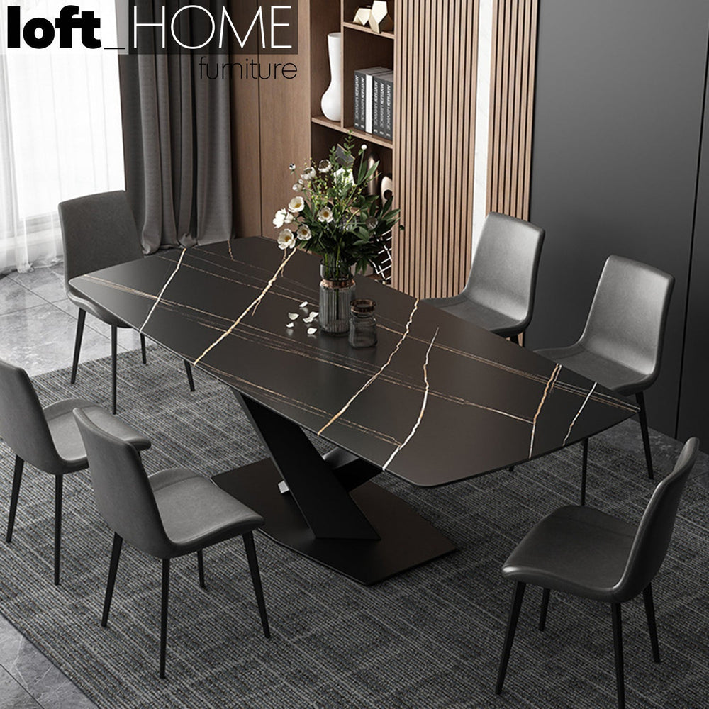 Modern sintered stone dining table stratos black pro primary product view.