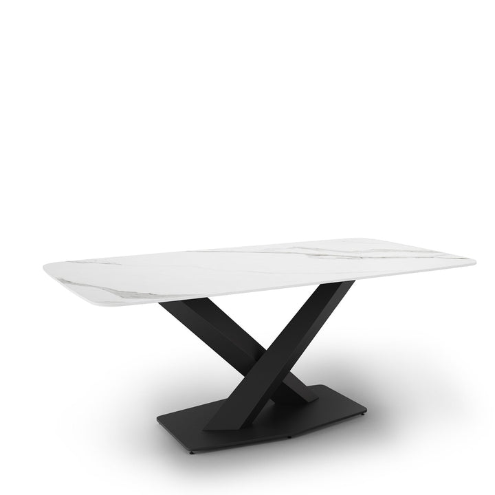 Modern sintered stone dining table stratos black in close up details.
