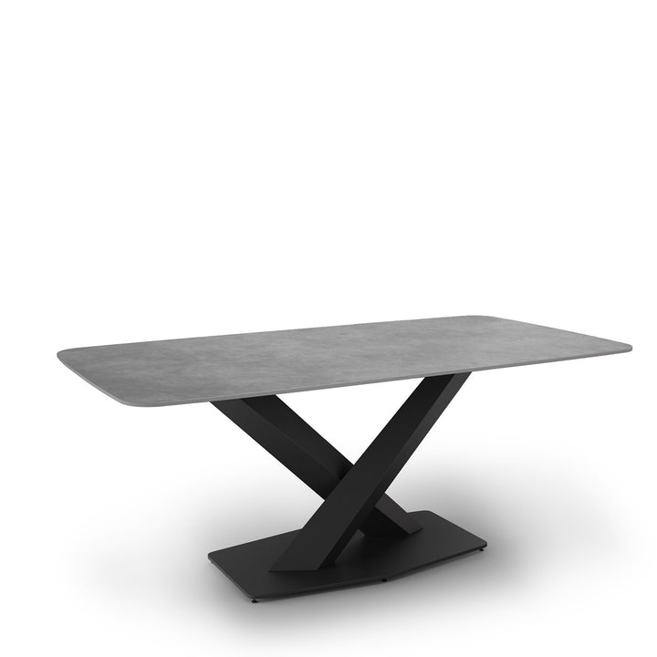 Modern sintered stone dining table stratos black in still life.
