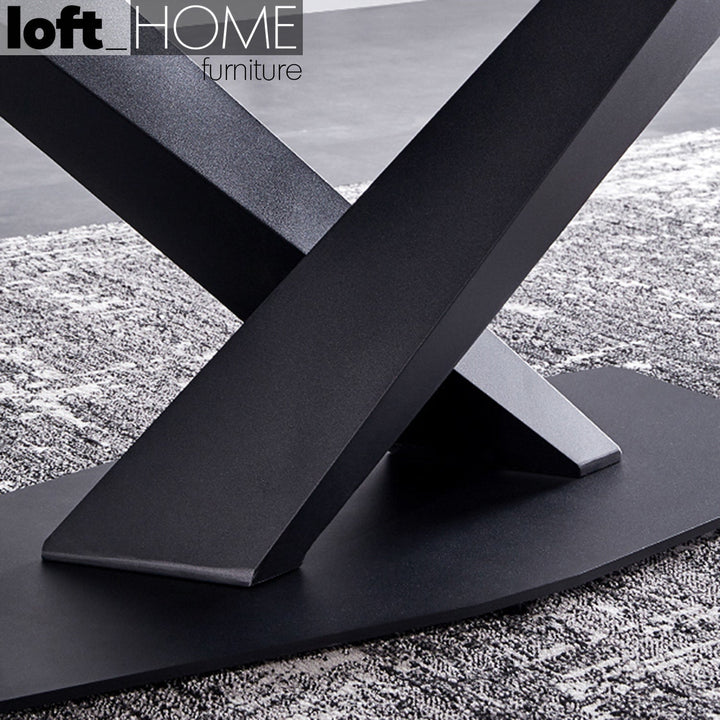 Modern sintered stone dining table stratos black in real life style.