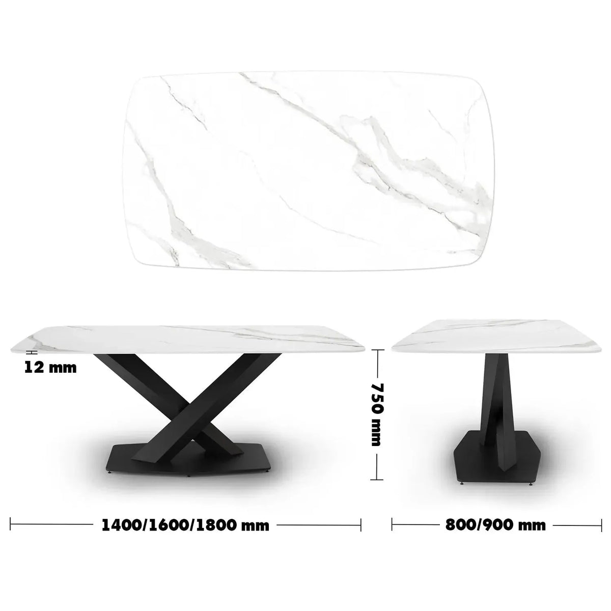 Modern sintered stone dining table stratos black size charts.