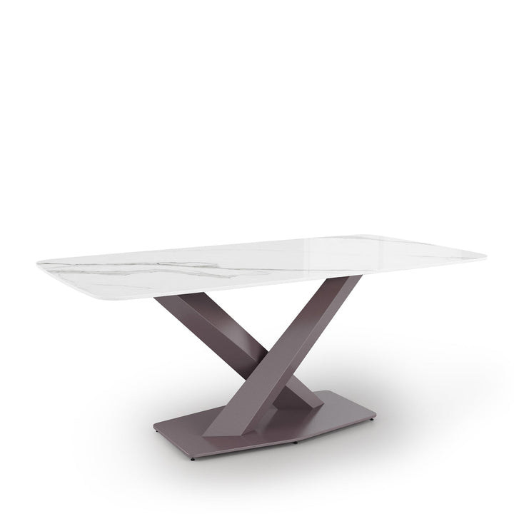Modern sintered stone dining table stratos dull gold conceptual design.