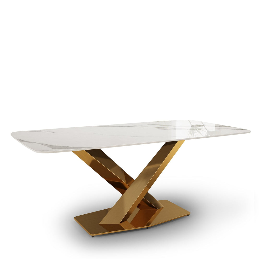 Modern sintered stone dining table stratos gold conceptual design.