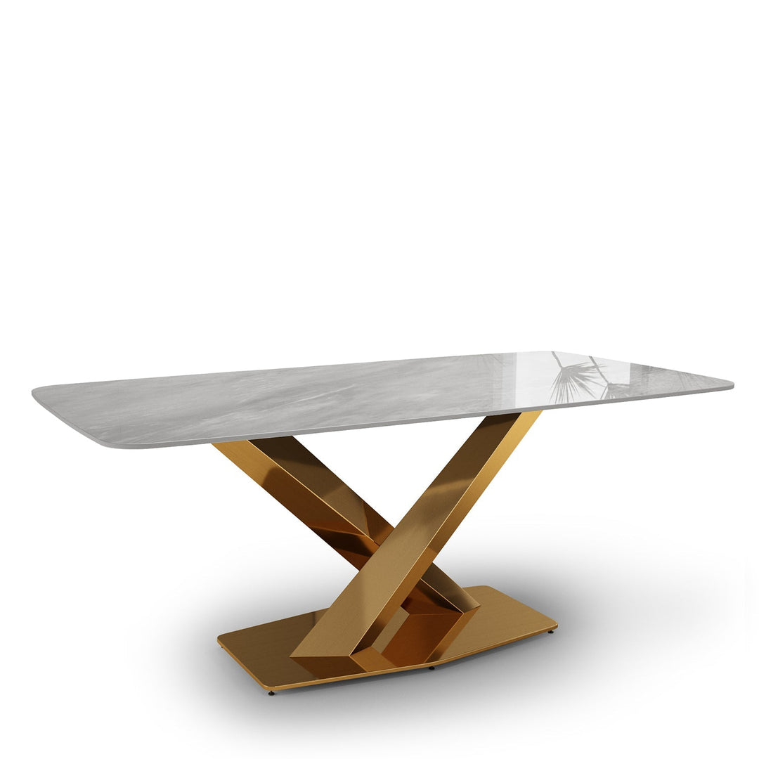 Modern sintered stone dining table stratos gold situational feels.