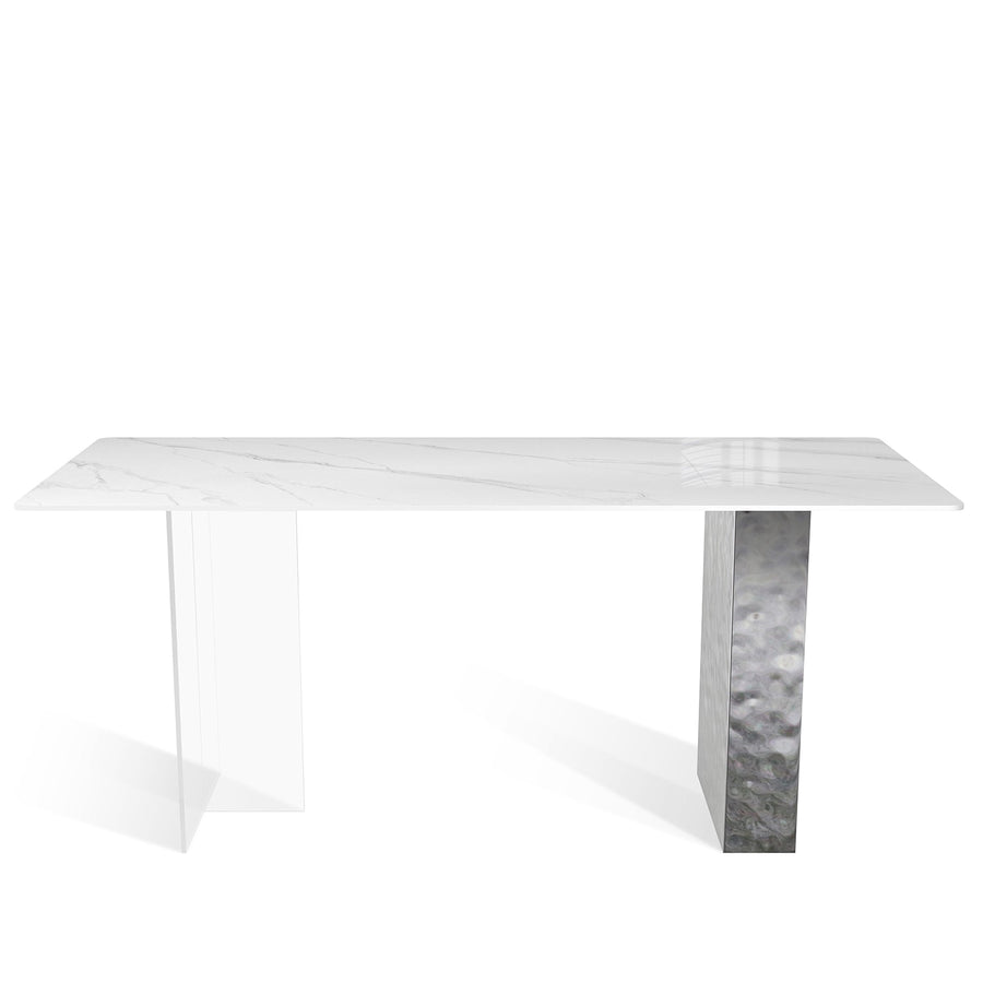 Modern sintered stone dining table suyab in white background.