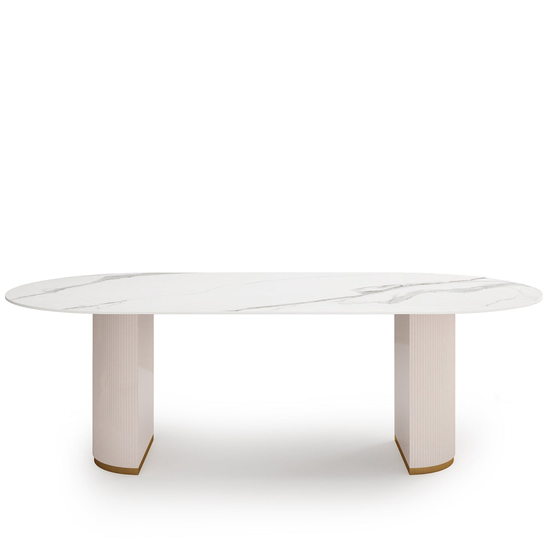 Modern sintered stone dining table tambo pro in white background.