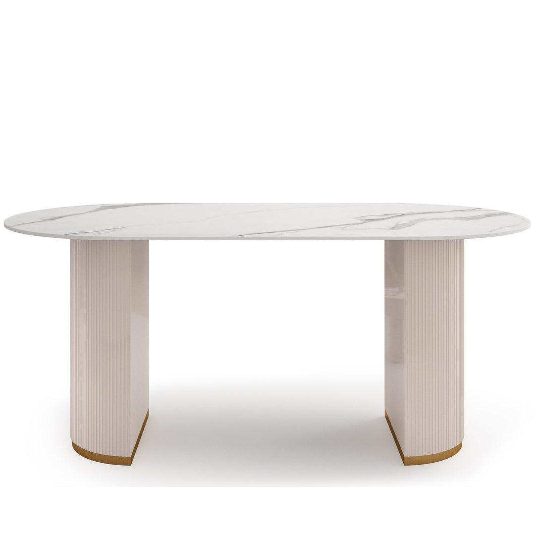 Modern sintered stone dining table tambo in white background.