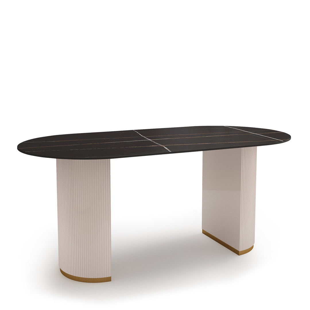 Modern sintered stone dining table tambo in panoramic view.