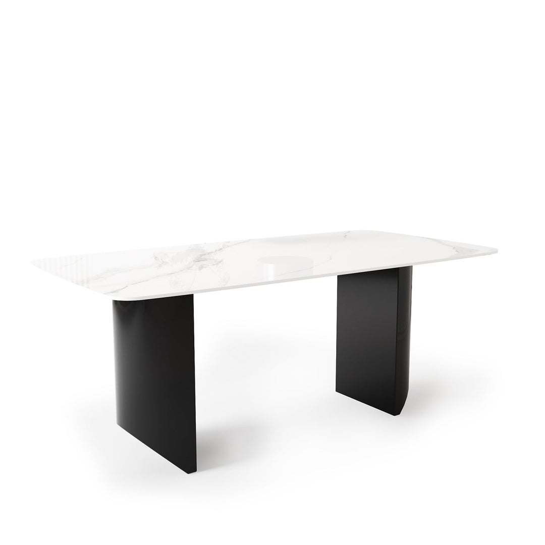 Modern sintered stone dining table wedge black conceptual design.