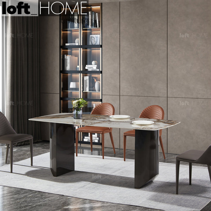 Modern sintered stone dining table wedge black primary product view.