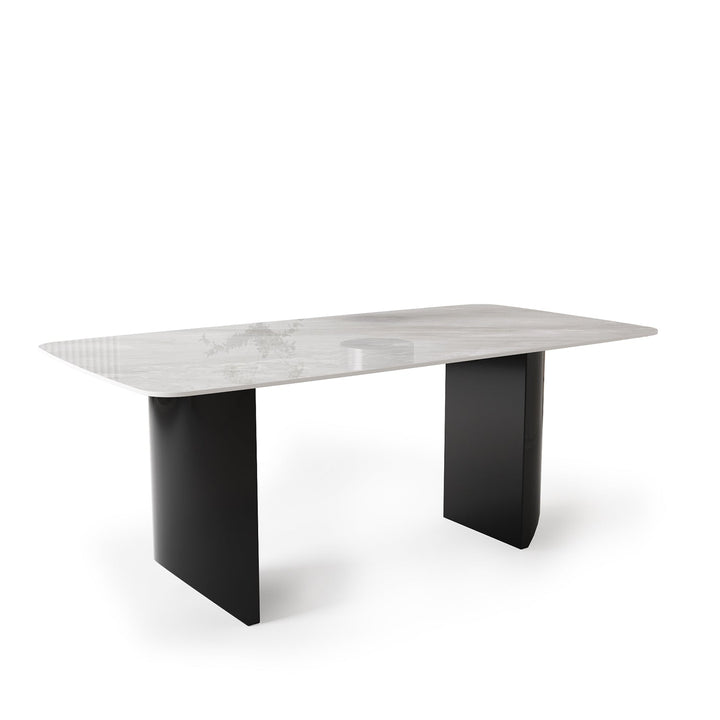 Modern sintered stone dining table wedge black situational feels.