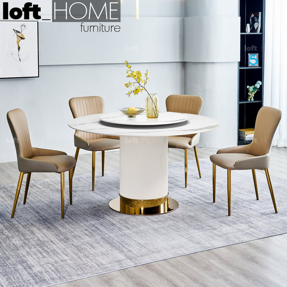 Modern sintered stone round dining table columbia primary product view.